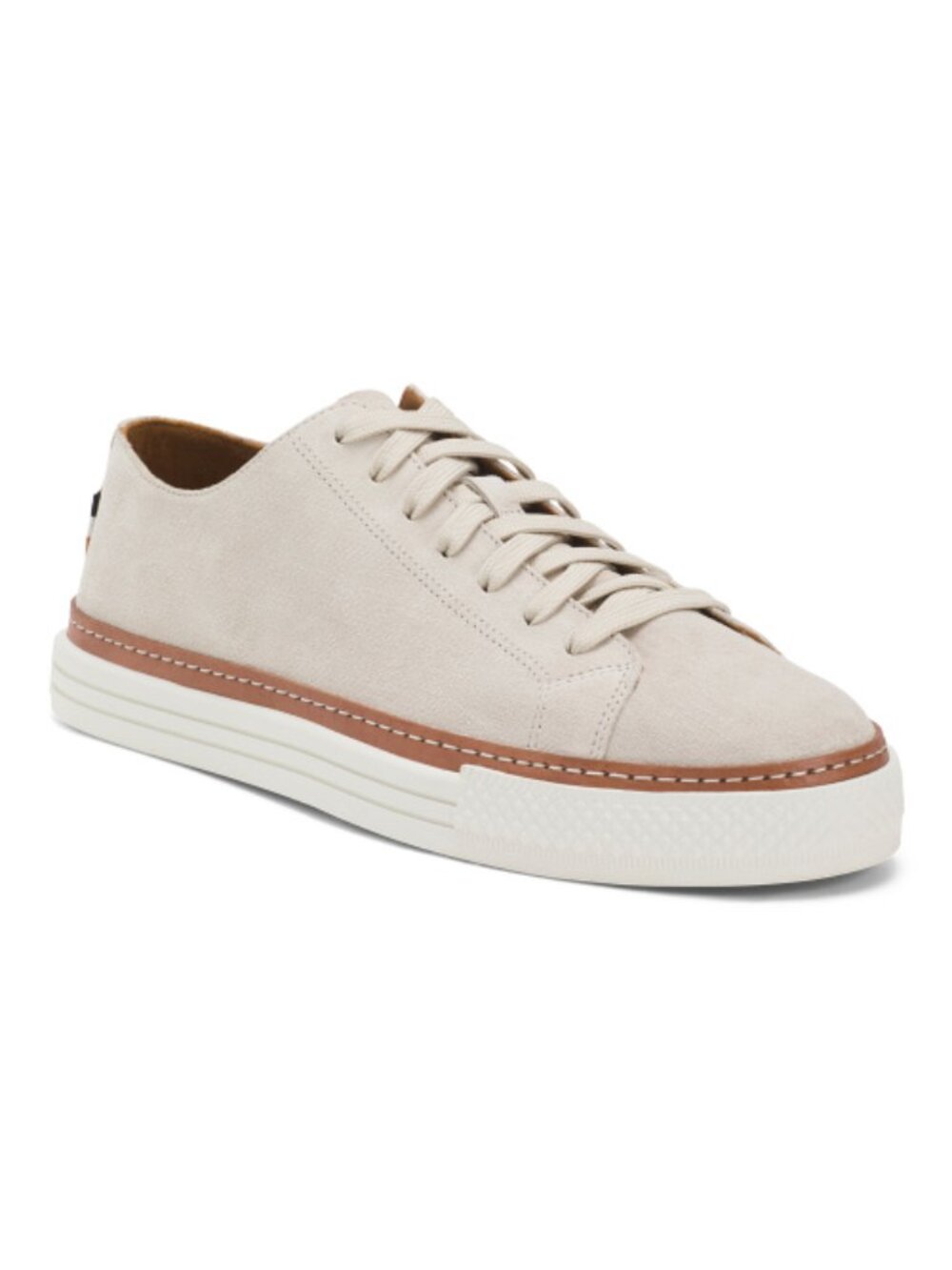 ALLEN EDMONDS Men's Grey Suede Paxton Lace Up Sneakers with Debossed Brand Logo